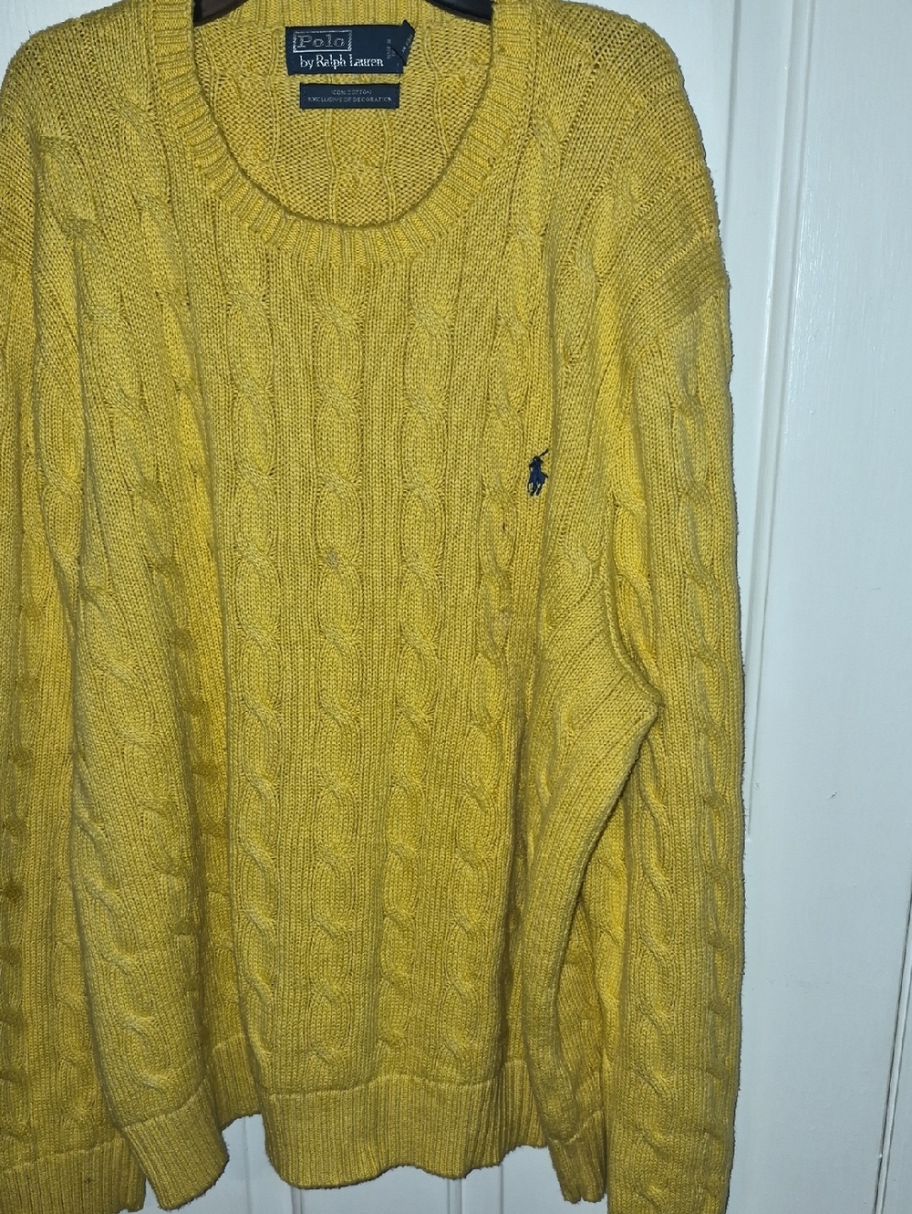 Polo by Ralph Lauren Vintage Marigold Cable Knit Crewneck Sweater XXL